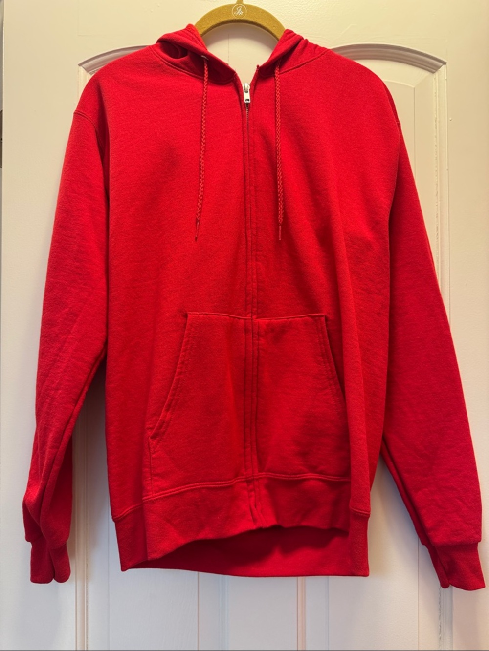Red Full-Zip Hooded Sweatshirt